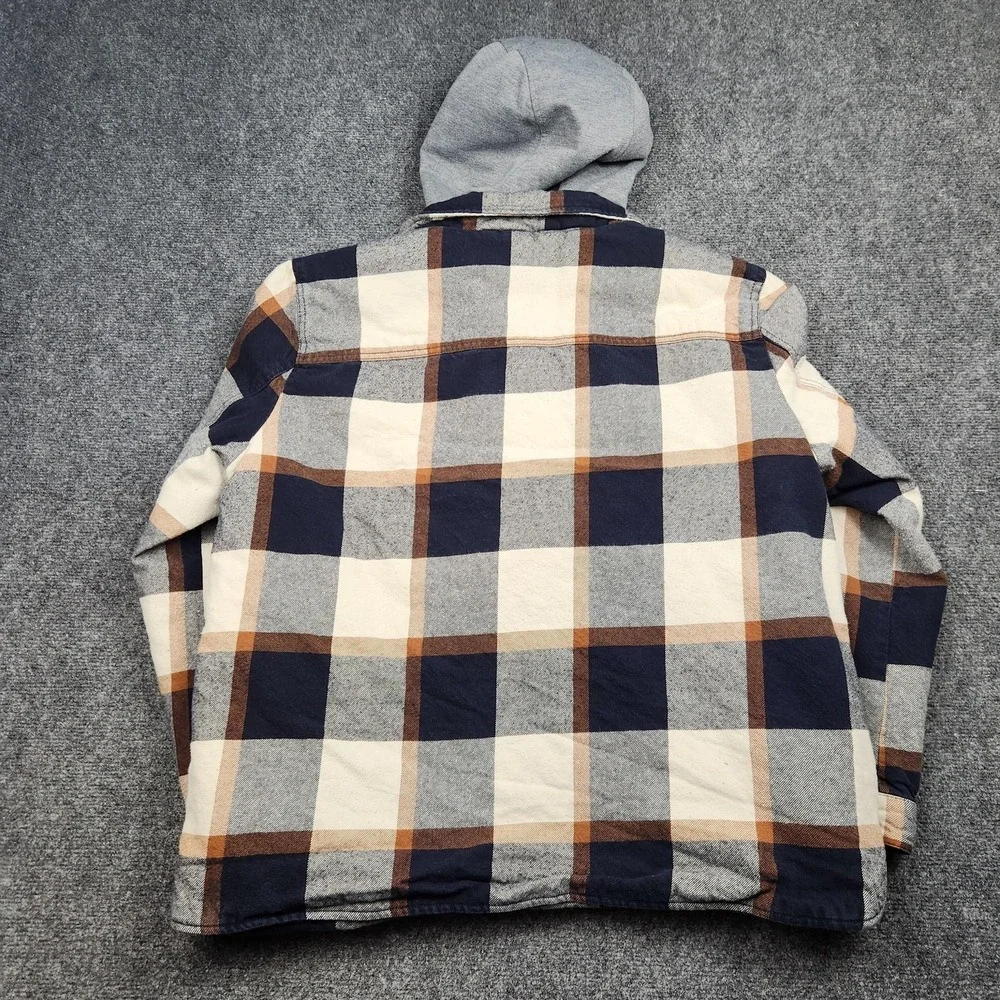 Levi Strauss & Co Jacket Mens XL Blue Plaid Sherpa Lined Hooded Flannel - Picture 6 of 9